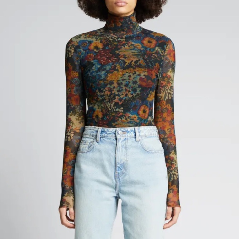 Ganni Multicolor Floral Blouse